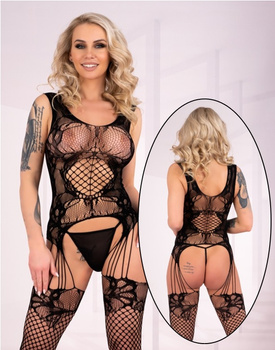 Siateczkowy kostium bodystocking Julove z siateczki o oczkach różnej wielkości, kolor czarny, rozmiar S-L