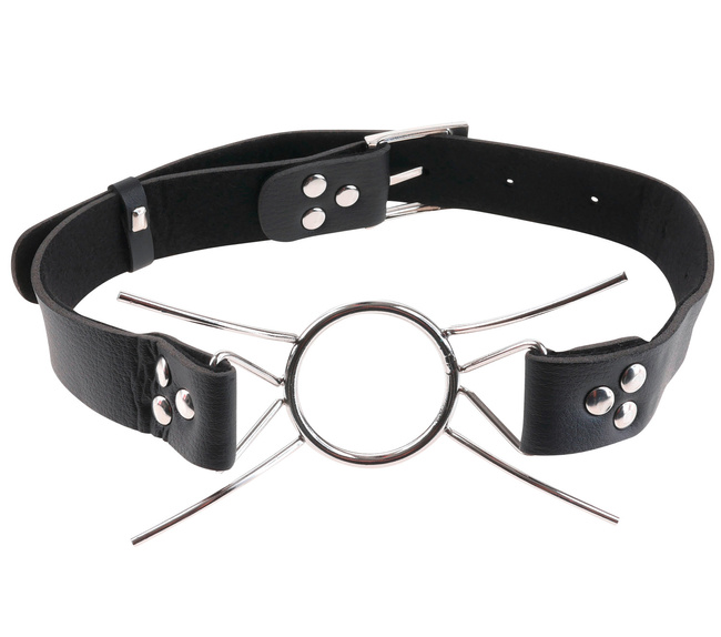 twarty knebel – pajączek z pierścieniem otwierającym Ø3,8 cm i 4 rozpórkami, dominacja i uległość, BDSM