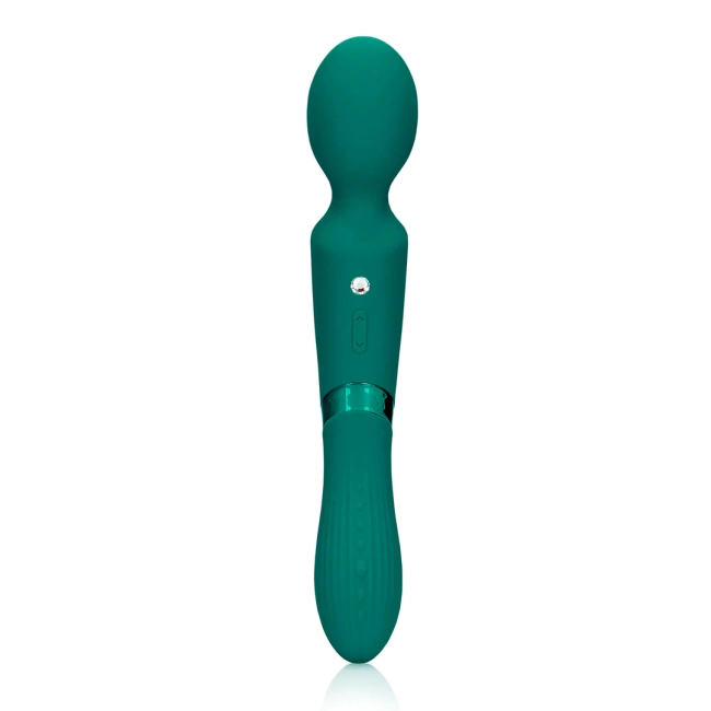 Dwustronna wibrująca różdżka, wibrator wand z wibrującą główką i wibrujące dildo z drugiej strony, 24 cm