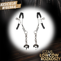 Srebrne klamerki na sutki, z wisiorkami w kształcie pioruna