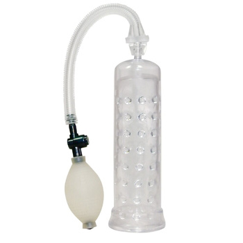 Pompka do penisa z gruszką do pompowania, przezroczysta, kolor bezbarwny, długość 19,5 cm, Ø 4 cm