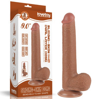 Realistyczne dildo dwuwarstwowe z ruchomą skórą, przyssawka, XXL 22 cm, kolor cielisty latino 