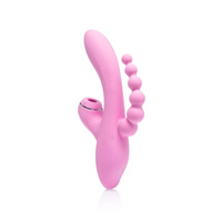 Potrójny pieszczoch – wibrator typu combo – trzy końcówki: wibrator do punktu G + powietrzny stymulator łechtaczki + dildo analne