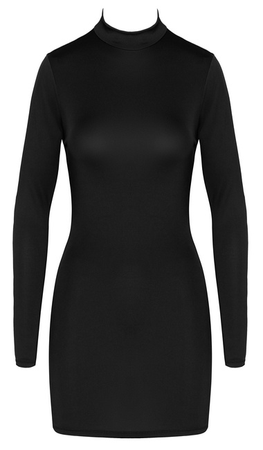 Sexy mała czarna – seksowna sukienka mini z odkrytymi plecami, ozdobiona łańcuszkami w kolorze złotym