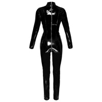 Dopasowany kombinezon winyl BLACK LEVEL czarny catsuit