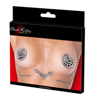 Nakładki naklejki na sutki. W stylu punk, w kształcie czarnych kół z metalowymi ćwiekami, 2 sztuki