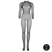 Bodystocking Le Désir od Shots z długim rękawem i siateczką z golfem i otwartym krokiem