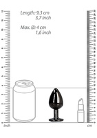 Czarny metalowy korek analny rozmiar L 4 cm z kryształem