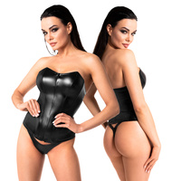 Gorset z połyskującej tkaniny Power Wetlook z zamkiem i modelującymi przeszyciami, elastyczny i zmysłowy fason dla odważnych stylizacji