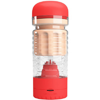 Gorąca cipka tenisistki Emily – realistyczny, wibrujący masturbator w obudowie, ze ssaniem i zestawem włosków pieszczących główkę penisa, czerwony