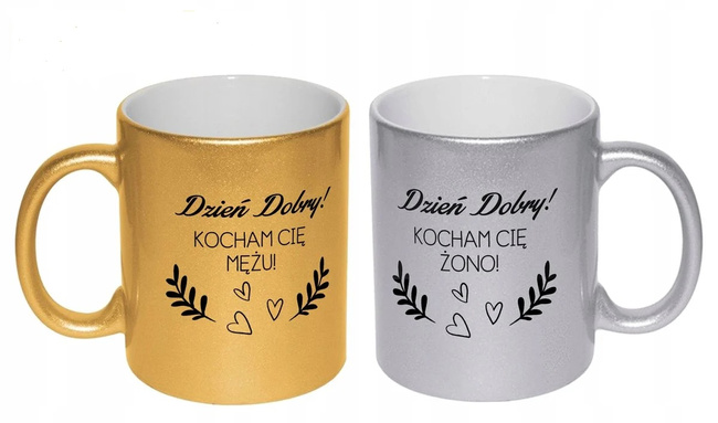 Zestaw Kubków porcelanowych dzień dobry, kocham cię