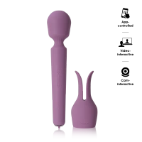 Różdżka do masażu z przystawką w kształcie króliczka 5 trybów wibracji funkcja grzania wand