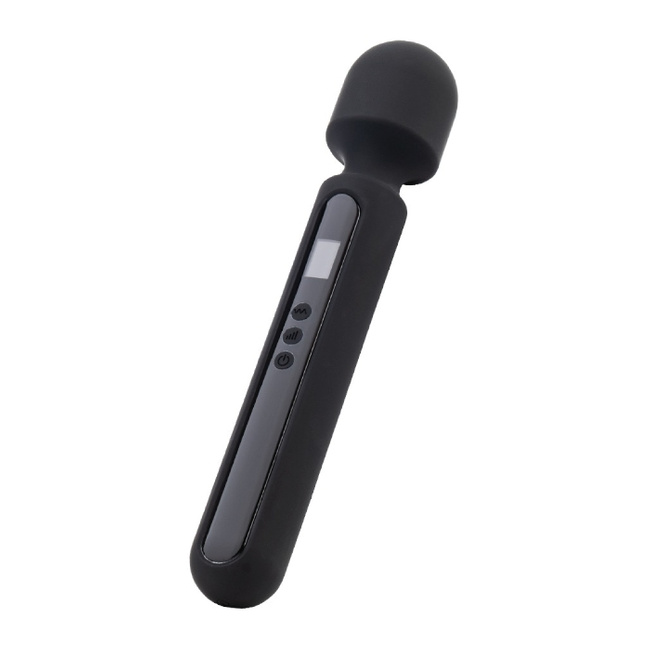 Sensual - Seksowny Adam: lukusowa duża różdżka wand z cyfrowym wyświetlaczem, do łechtaczki, sutków i całego ciała, hebanowa czerń, silikon, 29,8 cm