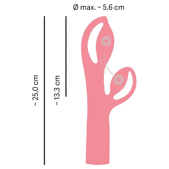 Królik Alicji – bajeczny elastyczny wibrator z królikiem do łechtaczki, 25 cm I wkładane 13,3 cm, silikon, IPX7