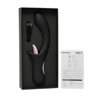 Mocny, czarny wibrator do punktu G, z królikiem z języczkiem do łechtaczki, IPX6, dł. 23 cm