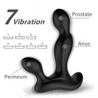 Tylne wejście - silikonowy silnie wibrujący masażer prostaty z mocno wygiętą końcówką do stymulacji krocza sterowany pilotem