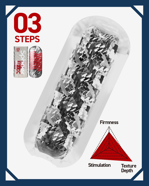 Masturbator wirujący-skrętny Spinner DELUX DX03 Steps z wewnętrzną wyściółką we wzorze schodkowym i z suszarką