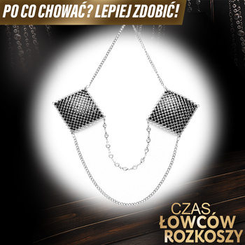 Naklejki na sutki pokryte czarnymi opalizującymi kryształkami, z łańcuszkami i kryształkami jak brylanciki