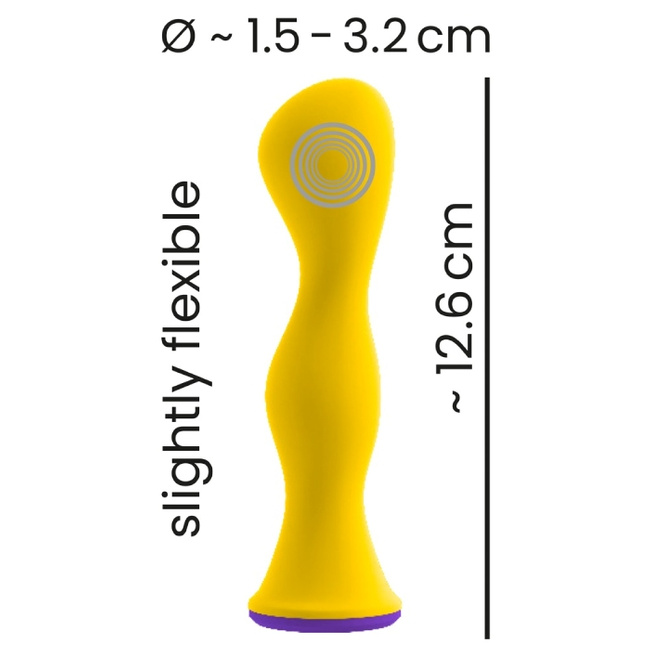 Cytrynowy tylec – falowy wibrujący stymulator analny korek butt plug, długość 12,5 cm, średnica max 3,2 cm, 10 trybów pracy