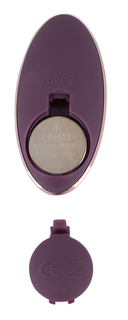 Purpurowe jajeczko z wibracjami i potrójnym wirującym pierścieniem koralików, dł. 9 cm, Ø 3,4 cm