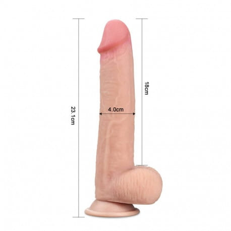 Realistyczny sztuczny penis! Dildo z przesuwaną skórą i przyssawką 23 cm
