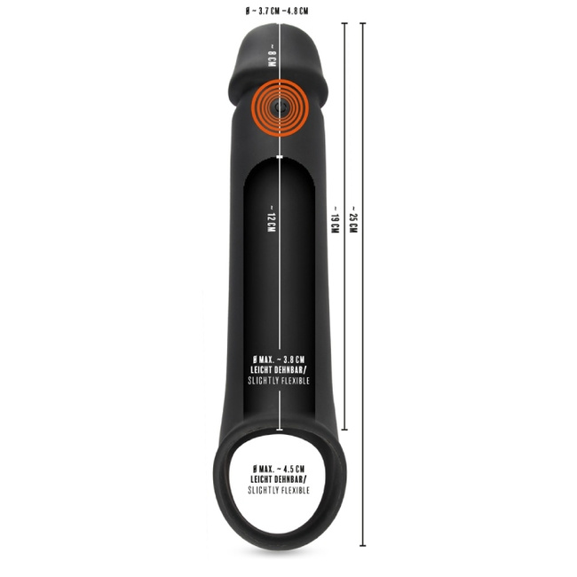 Wibrująca nakładka na penisa +8 cm z 10 trybami wibracji za pomocą bezprzewodowego pilota