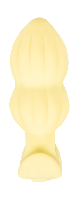 Wibrujący pieszczoch analny Cuties. Rowkowany, o zmiennej grubości, kolor żółty, silikon