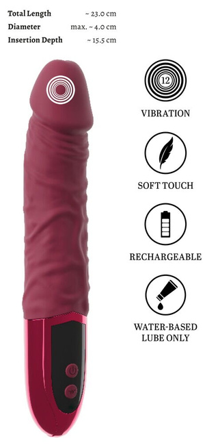 Naturalny wibrator silikonowy, wibrujące dildo, 12 trybów wibracji, ładowanie USB