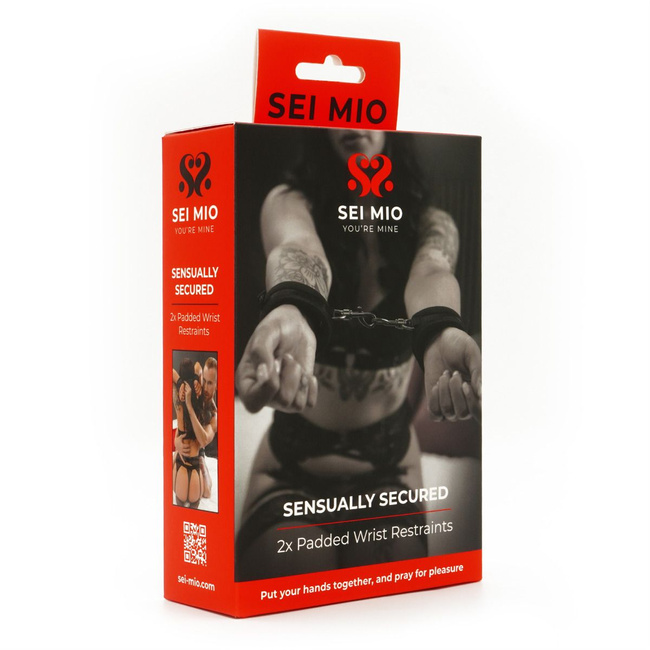 Miękkie kajdanki na nadgarstki SEI MIO, soft BDSM, bondage, 2 sztuki