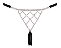 Jubilerskie open stringi ouvert, zdobione siatką z cyrkonii, rozmiar S-L