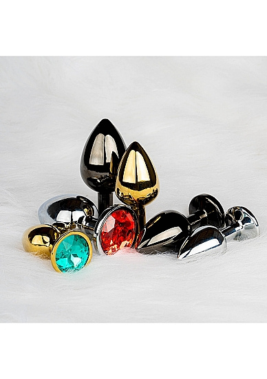 Czarny metalowy korek analny Butt Plug rozmiar S 2,7 cm z kryształem serduszkiem