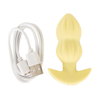 Wibrujący pieszczoch analny Cuties. Rowkowany, o zmiennej grubości, kolor żółty, silikon