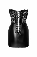 Koronkowa gorsetowa mini sukienka, top + spódnica, elastyczny wetlook, sznurowana na plecach