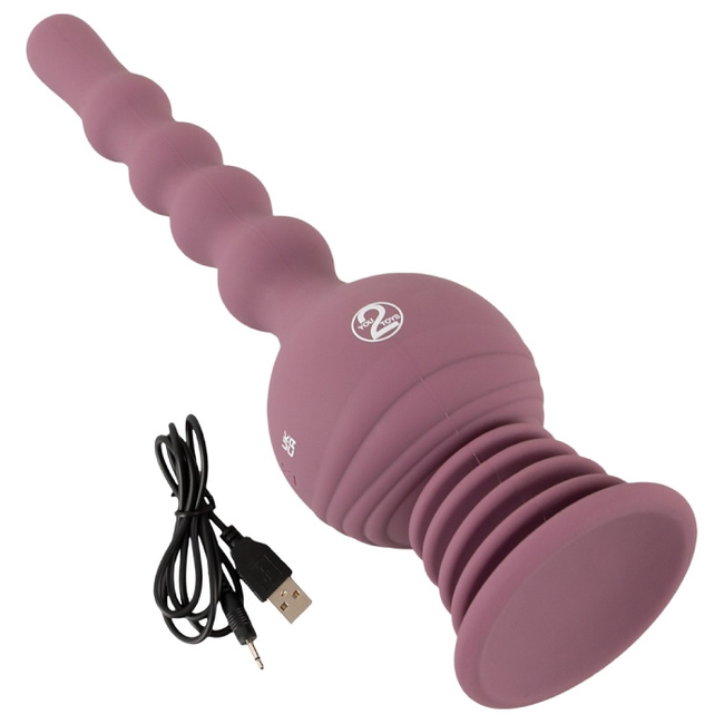 Analny siłacz – ultrasilnie wibrujące dildo kulkowe z przyssawką, 27,7 cm 