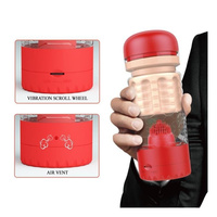 Gorąca cipka tenisistki Emily – realistyczny, wibrujący masturbator w obudowie, ze ssaniem i zestawem włosków pieszczących główkę penisa, czerwony