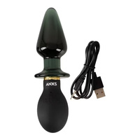 Dwukońcówkowy wibrujący korek analny butt plug szklano-silikonowy