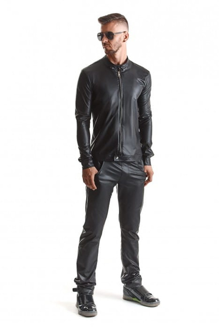 Dopasowana kurtka męska z ekoskóry