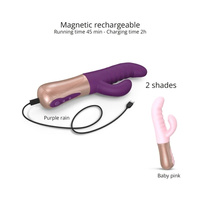 Zuchwały króliczek: posuwisty wibrator pulsator do punktu G z pulsacyjnym stymulatorem łechtaczki, 23 cm, wkładane 10,5 cm, silikon, kolor śliwkowy