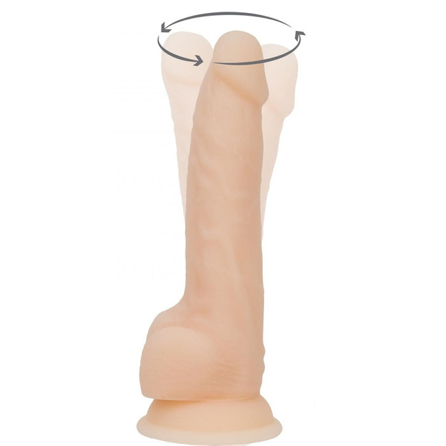 Posuwisto-rotujące dildo z przyssawką, wibrator do waginy i anusa, Platinum Cured Silicon, kolor czarny, 17,8 cm / 12 cm wkładane, rozmiar średni