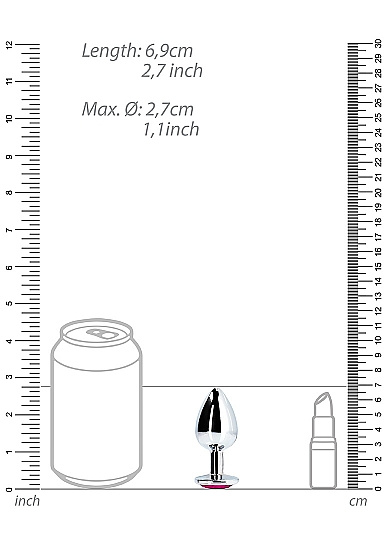Korek analny Butt Plug srebrny rozmiar S 2,7 cm cm z kryształem serduszkiem