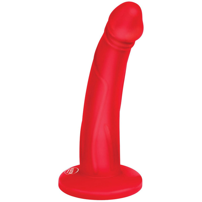 Czerwone ergonomiczne dildo z przyssawką