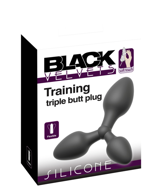 3w1 zestaw – 3 połączone korki analne Ø2,9 cm, Ø 3,4 cm i Ø 3,9 cm, bardzo elastyczne, silikon