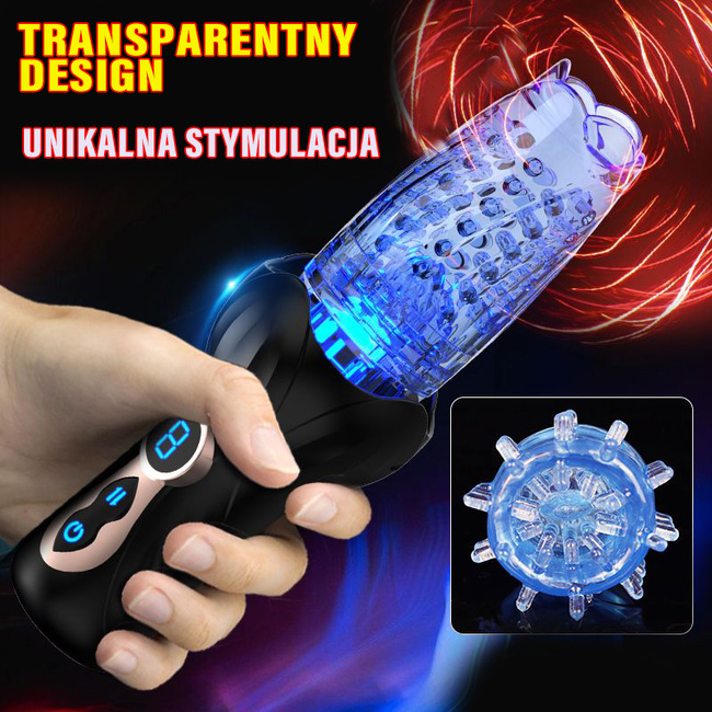 W GRUDNIU MOŻE PÓŹNIEJ Elektroniczny automatyczny masturbator wirujący i posuwisty 9 trybów
