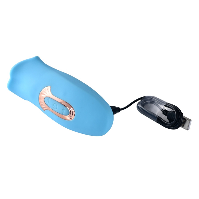 Rozkoszny pocałunek – całująco-ssąco-liżący stymulator łechtaczki, pochwy i stref erogennych, w kształcie ust z dużym językiem, 2 silniki, silikon