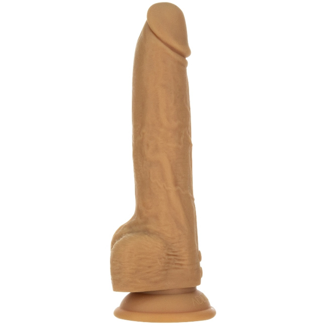 Dildo posuwiste z przyssawką, wibrator do waginy i anusa, Platinum Cured Silicon, 22,9 cm / 15,2 cm wkładane, rozmiar XXL, kolor cielisty ciemny