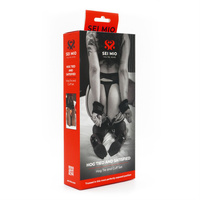 Uprząż do krępowania rąk i nóg SEI MIO, krzyżak hogtie z krótkimi paskami i kajdankami na ręce i nogi,  soft BDSM, bondage