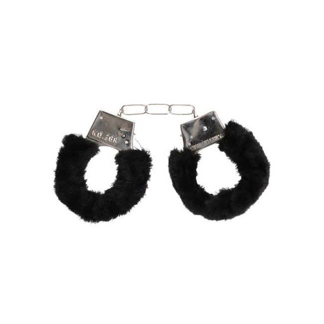 Czarne kajdanki z futerkiem Beginner’s Handcuffs Furry na kluczyk