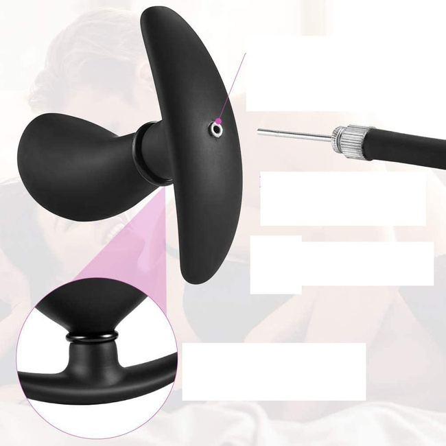 Pompowany,silikonowy plug analny z odłączaną pompką