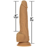 Dildo posuwiste z przyssawką, wibrator do waginy i anusa, Platinum Cured Silicon, 22,9 cm / 15,2 cm wkładane, rozmiar XXL, kolor cielisty ciemny