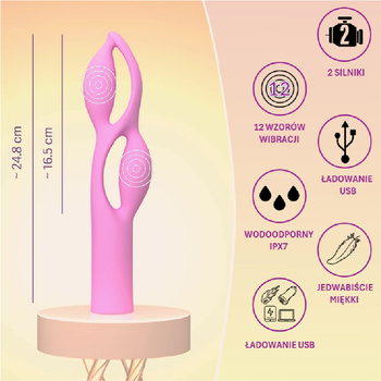 Radość Migotki – bajeczny elastyczny grubiutki  wibrator z dwiema pętlami, 2 silniki, 24,8 cm I wkładane 16,5 cm, silikon, IPX7